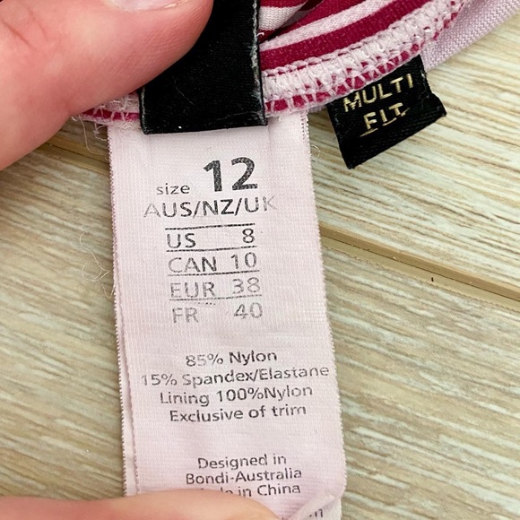 Niptuck Swim Red Sorrento Stripe Joanne Twist Front Tummy Control Tankini Top - Picture 12 of 12